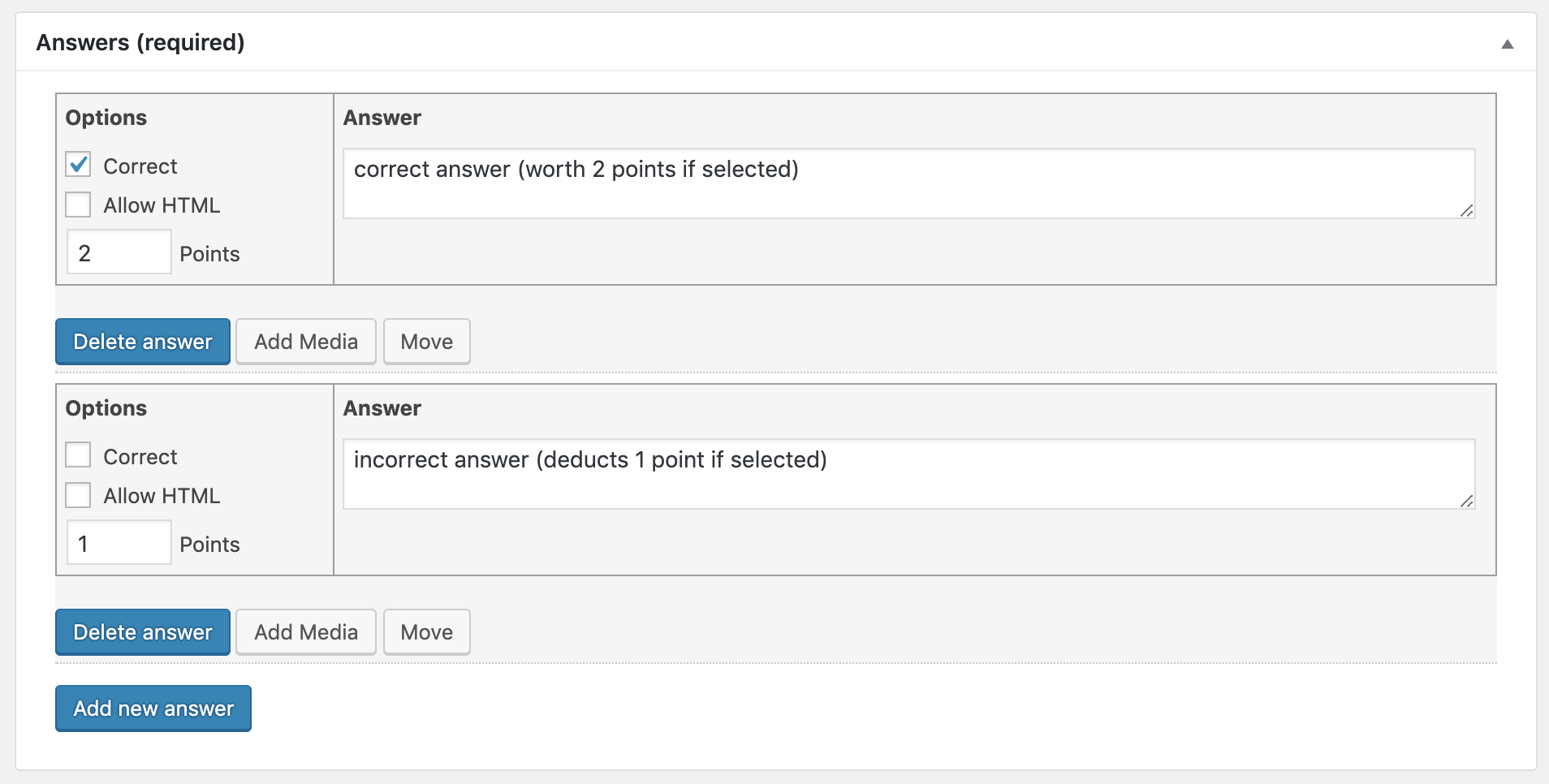 Negative Scoring Setting