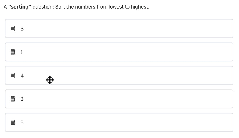 LearnDash sorting choice question, frontend example